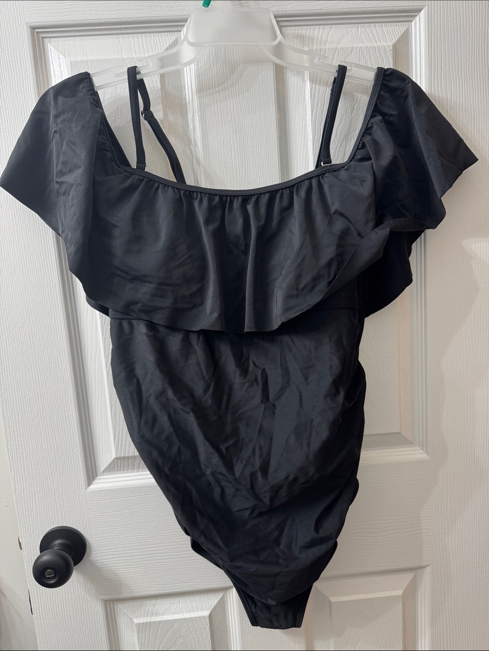 Pinkblush Maternity Black Ruffle Bathing Suit